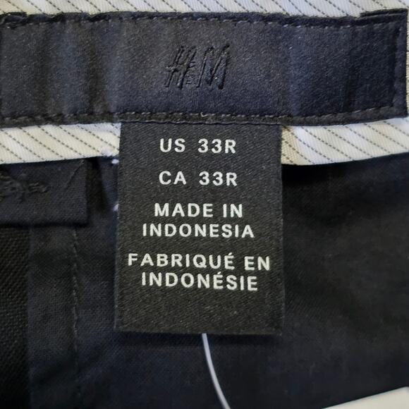 H&M Slim Fit Navy Dress Pants Men’s 33R Flat Front NWT - Picture 3 of 7